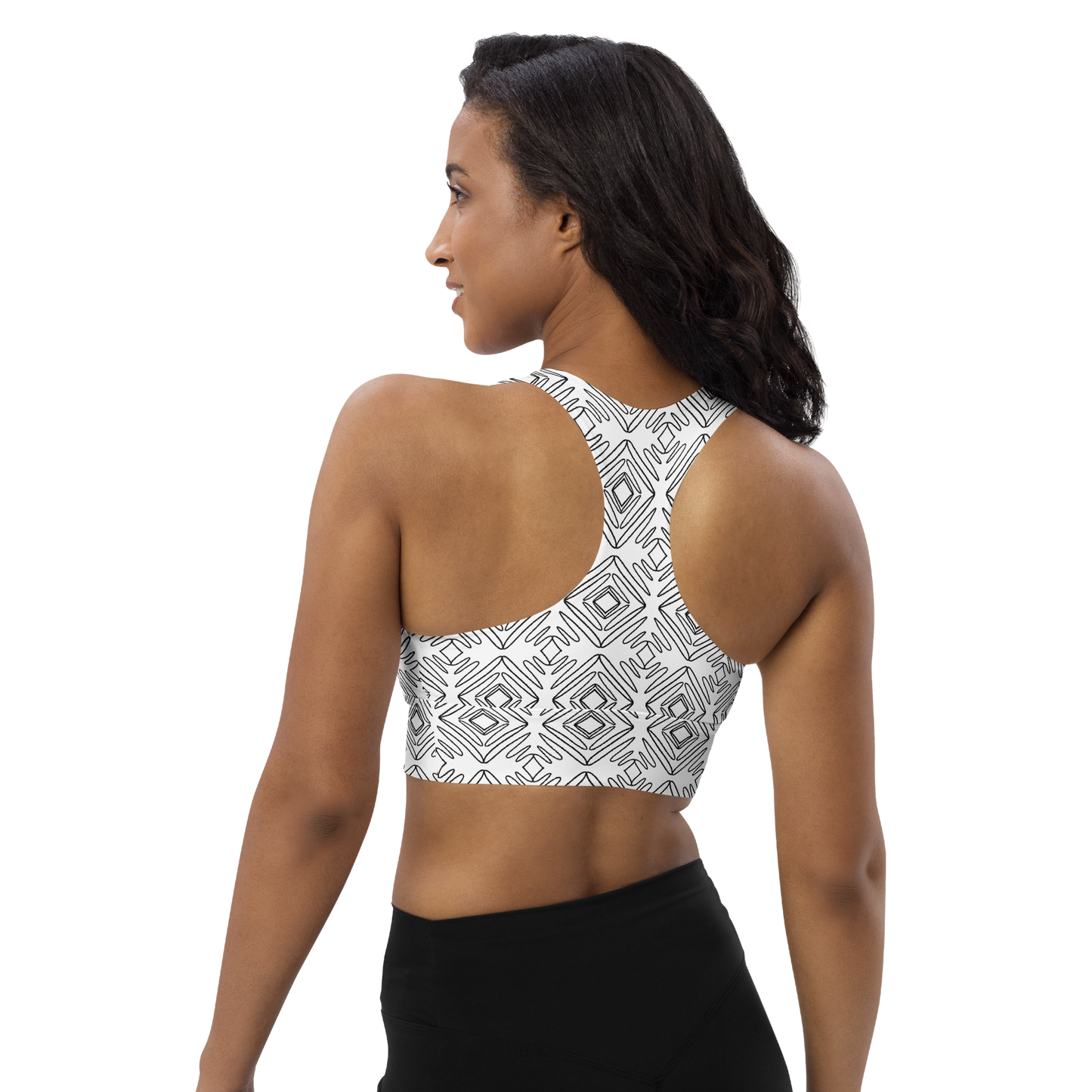 Black & White Longline Sports Bra