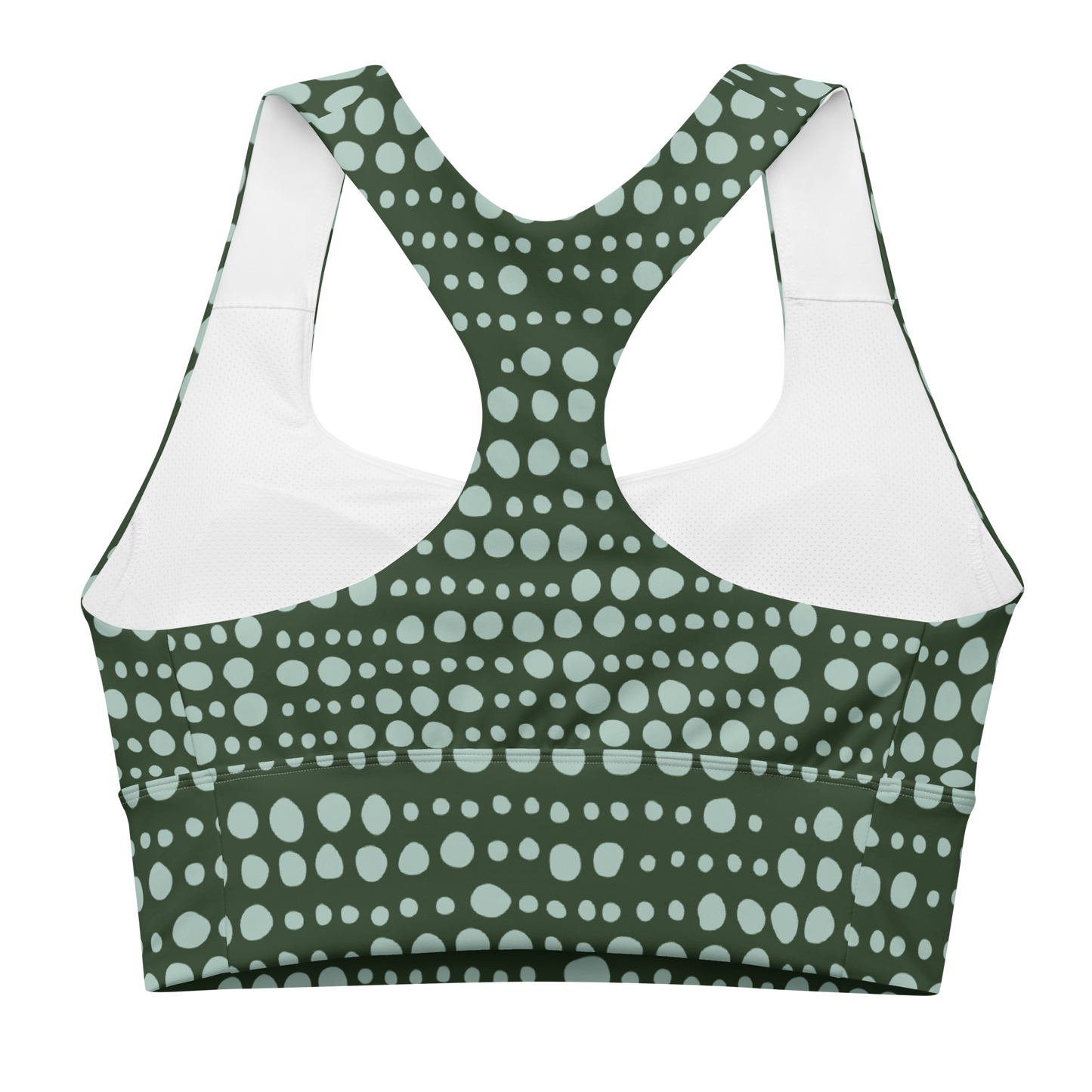 Green Patterned Longline Sports Bra