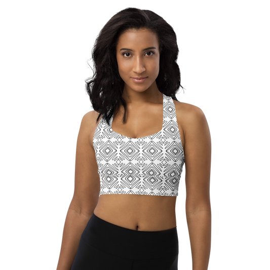 Black & White Longline Sports Bra