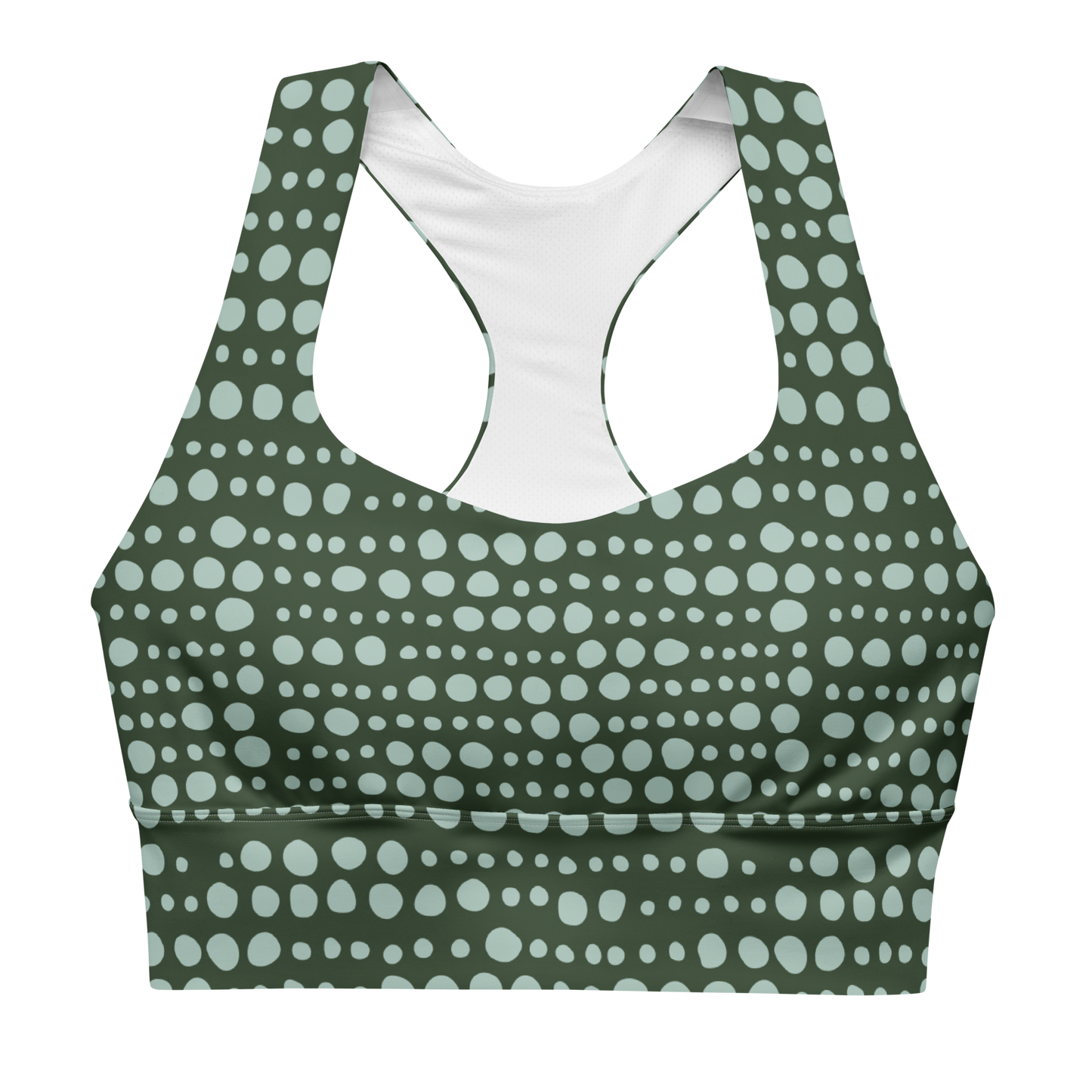 Green Patterned Longline Sports Bra