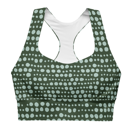 Green Patterned Longline Sports Bra