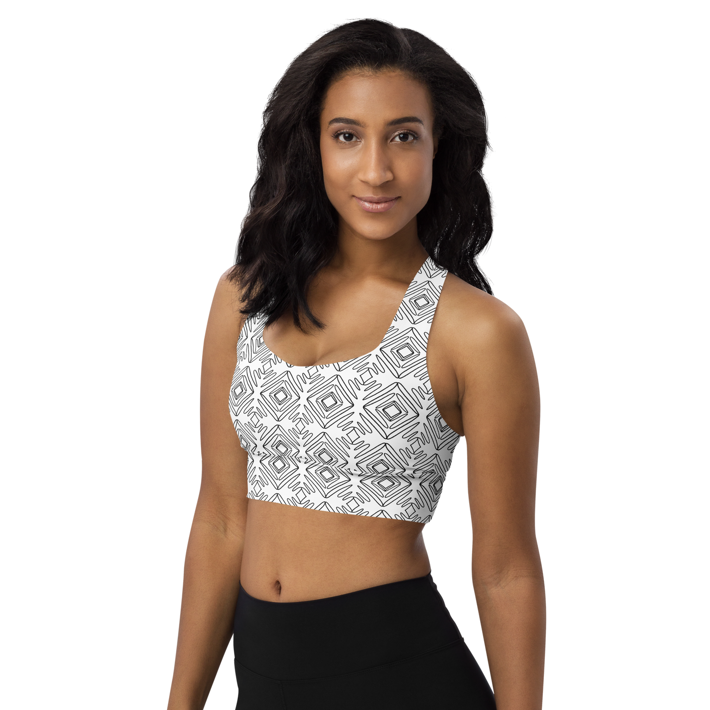 Black & White Longline Sports Bra