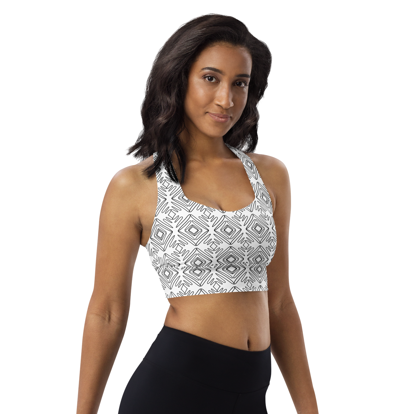 Black & White Longline Sports Bra