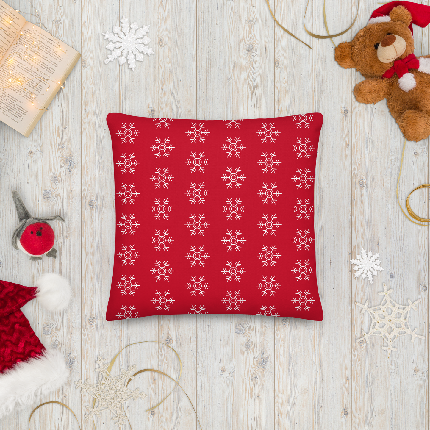 Snow Flake Double- sided Premium Pillow 18"x18"