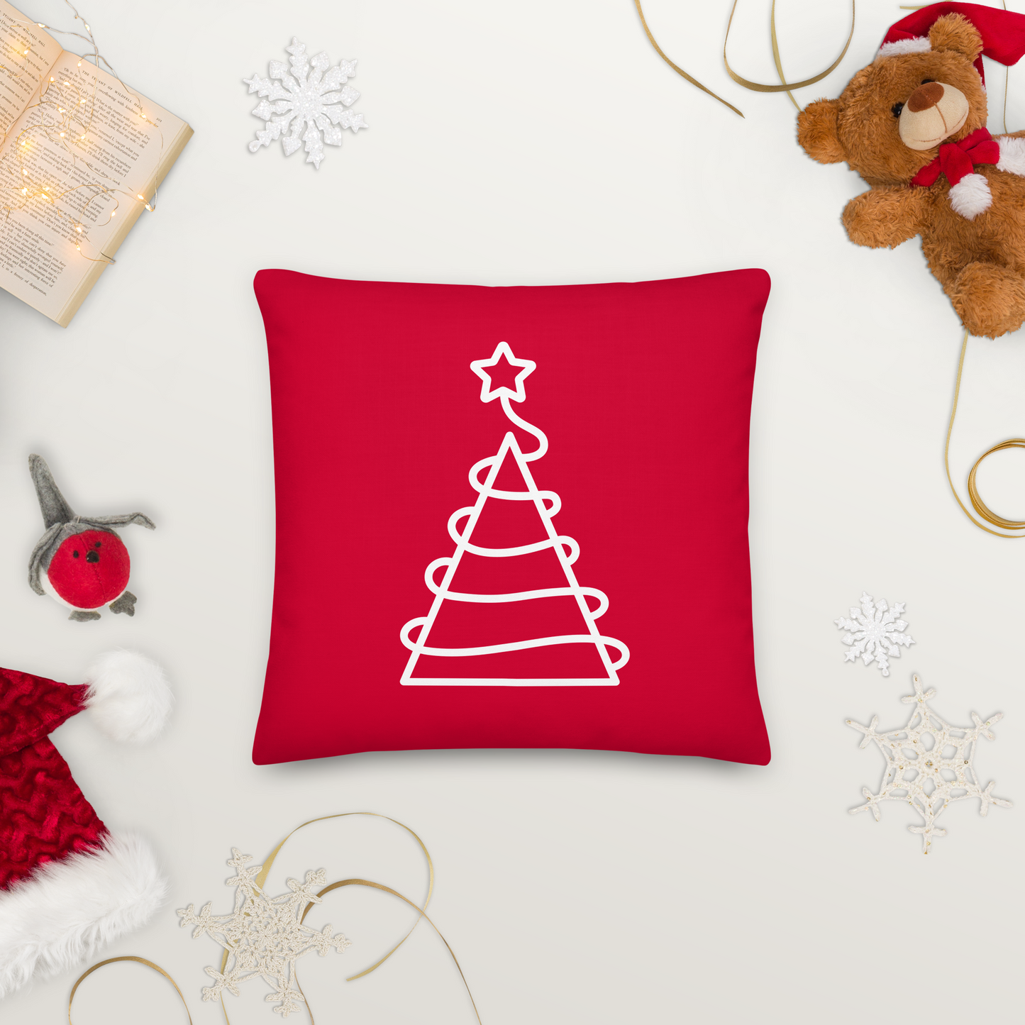 Xmas Tree Premium Pillow (Red)