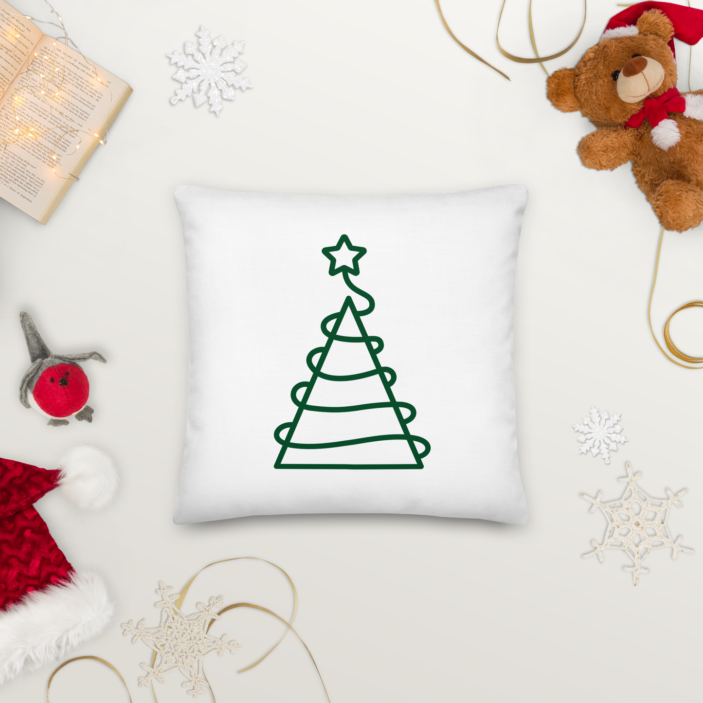 Xmas Tree Premium Pillow (White)