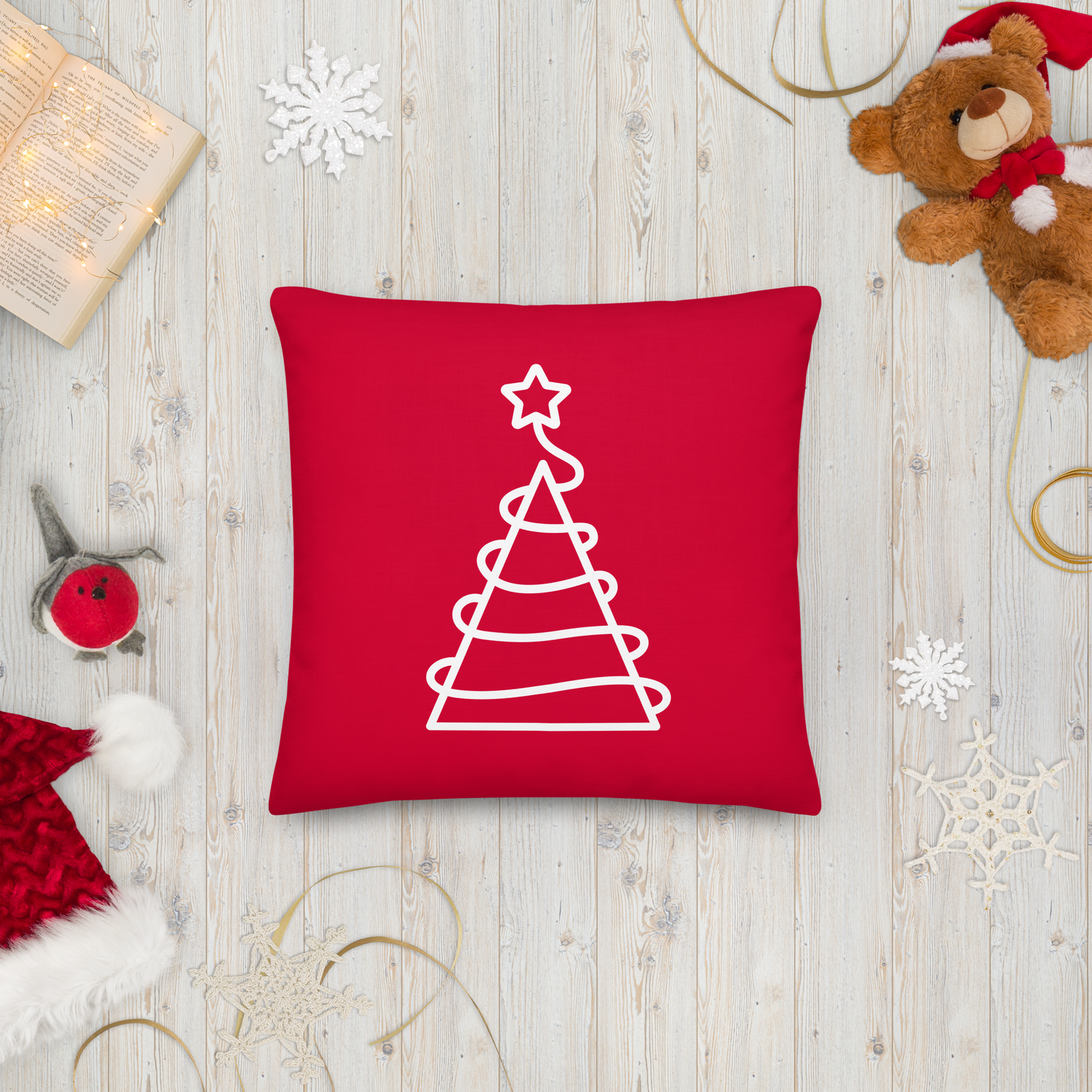 Xmas Tree Premium Pillow (Red)