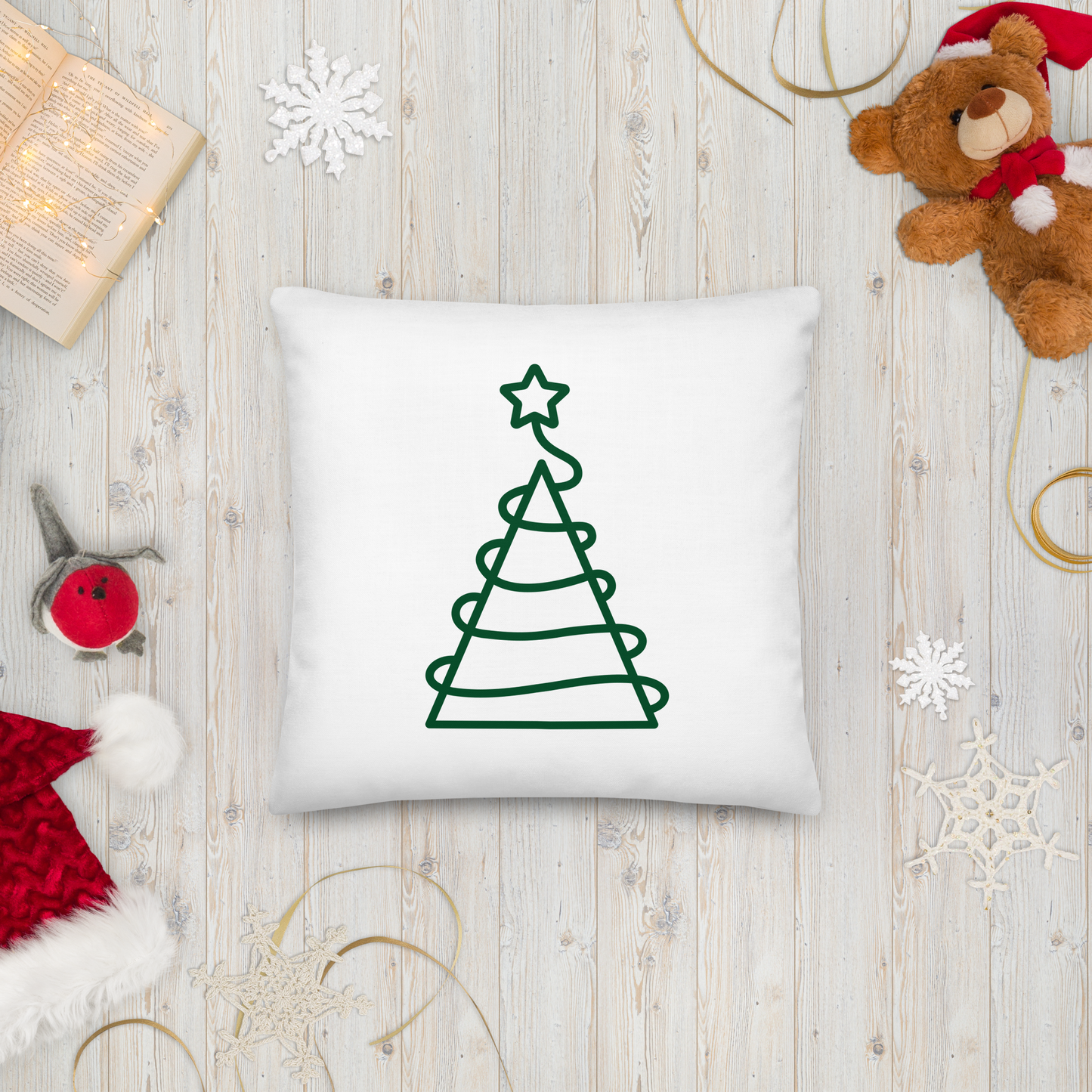 Xmas Tree Premium Pillow (White)