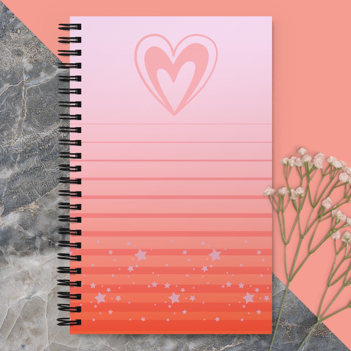 Hearts & Stars - Spiral notebook