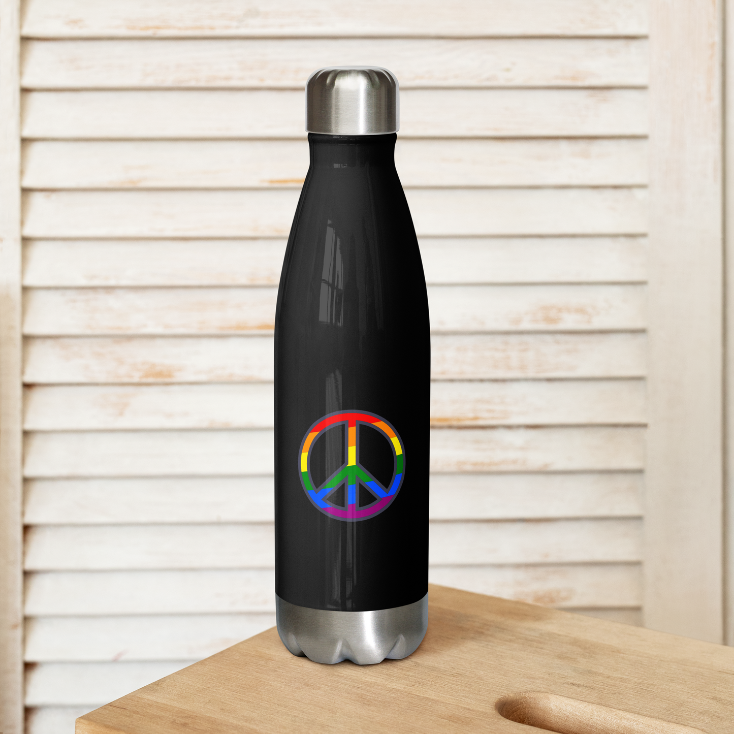 Peace - 17 oz. Stainless Steel Water Bottle (Rainbow)