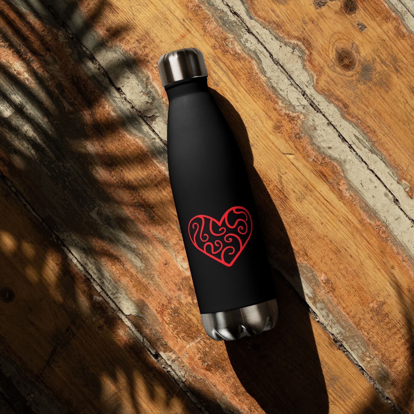 Love - 17 oz. Stainless Steel Water Bottle (Red heart)