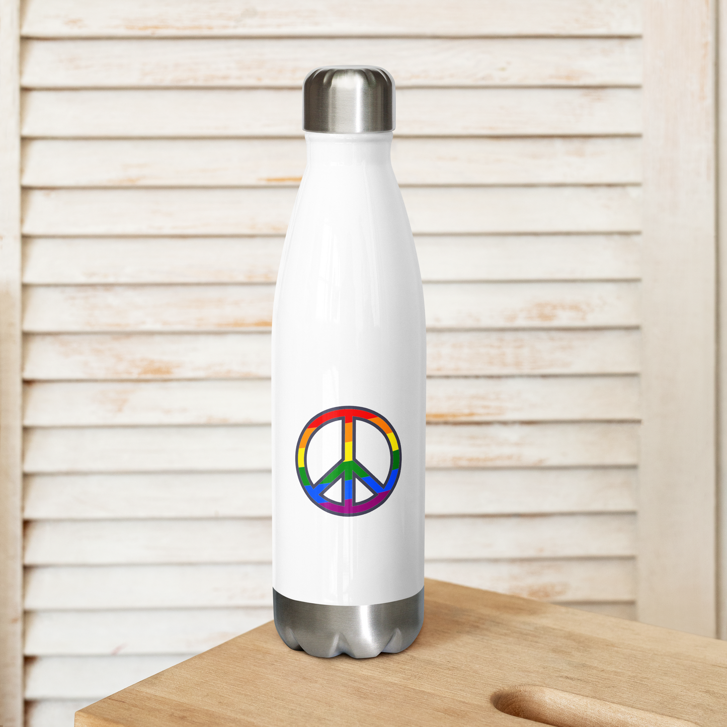 Peace - 17 oz. Stainless Steel Water Bottle (Rainbow)