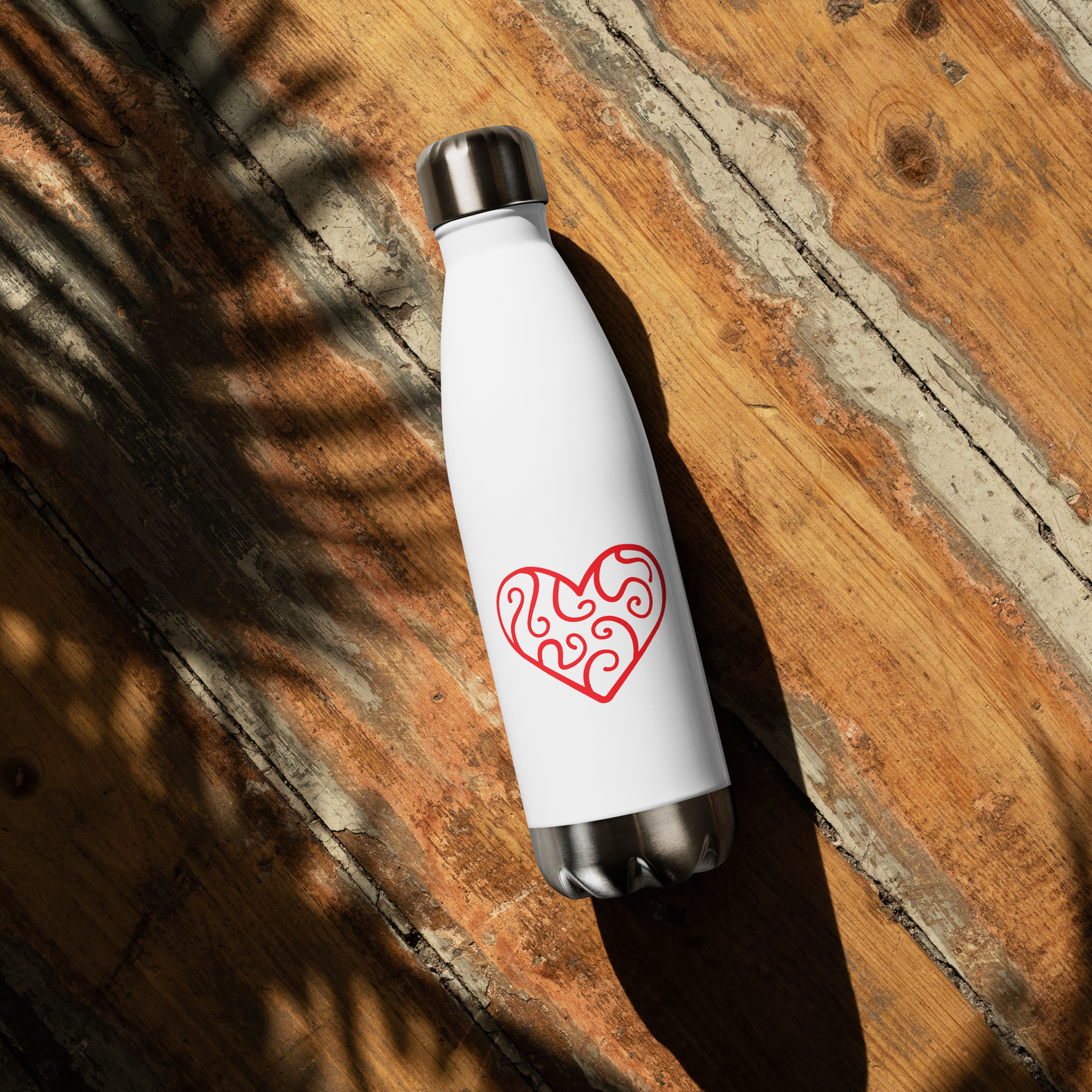 Love - 17 oz. Stainless Steel Water Bottle (Red heart)