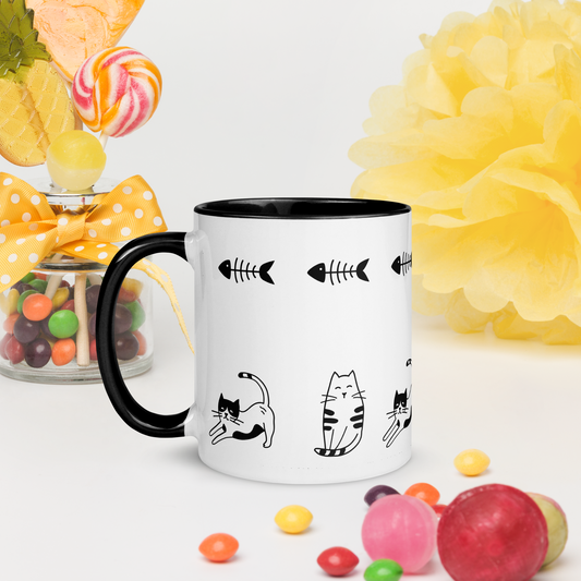 Fishbone Kitties - 11oz. Mug with Color Inside