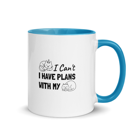 Plans With Cat - 11 oz. Mug with Color Inside