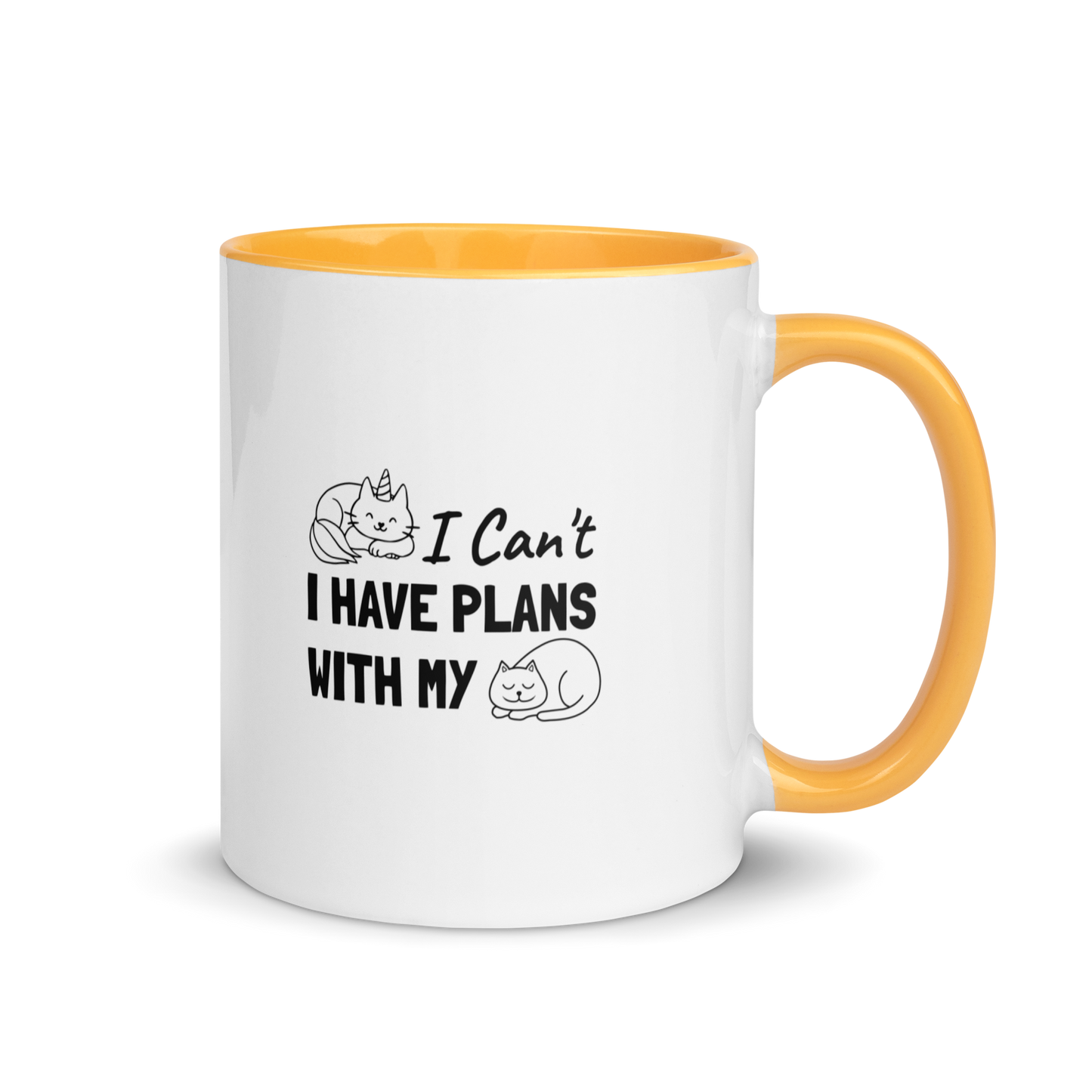 Plans With Cat - 11 oz. Mug with Color Inside