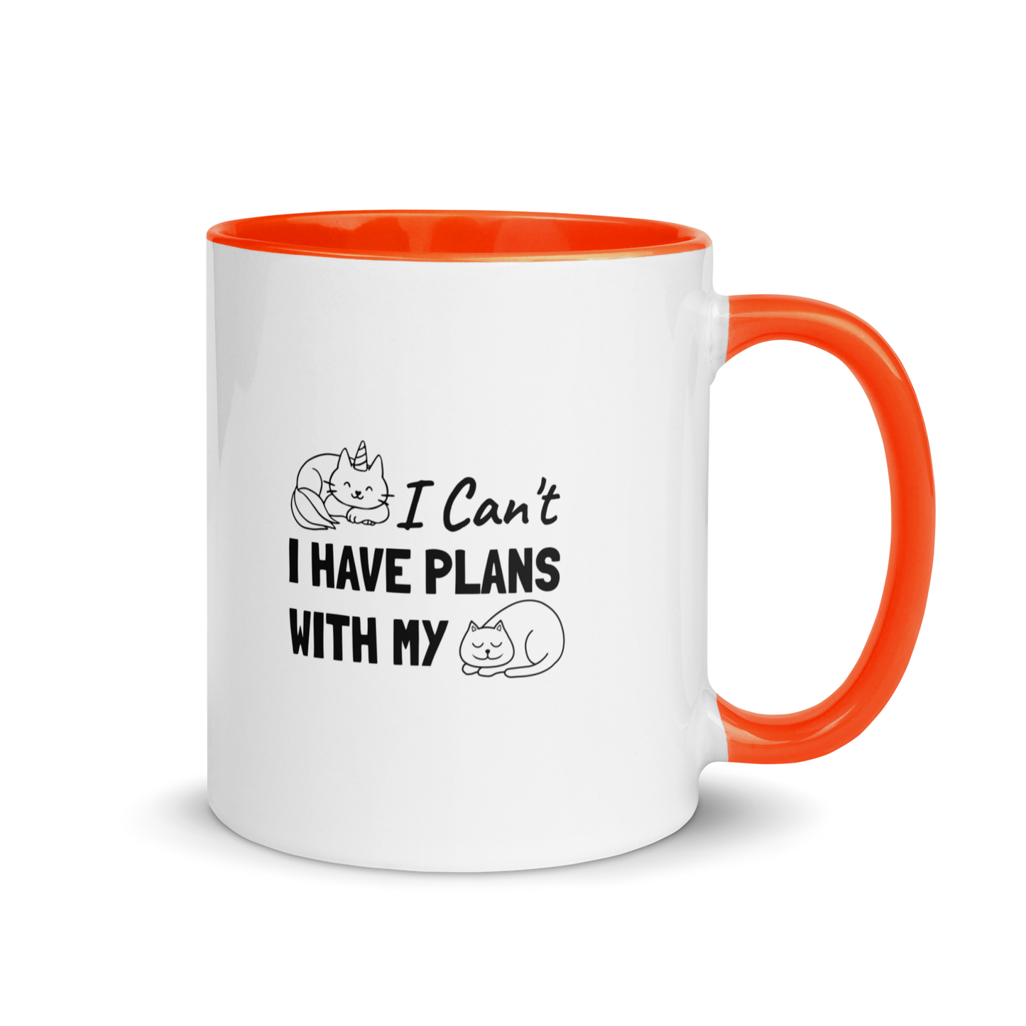 Plans With Cat - 11 oz. Mug with Color Inside