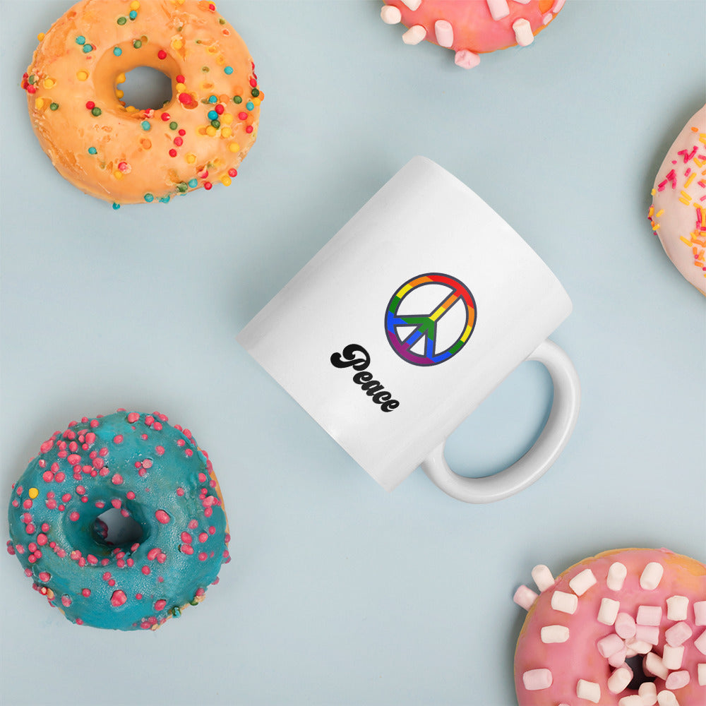 Peace - 11 oz. White glossy mug (Rainbow)