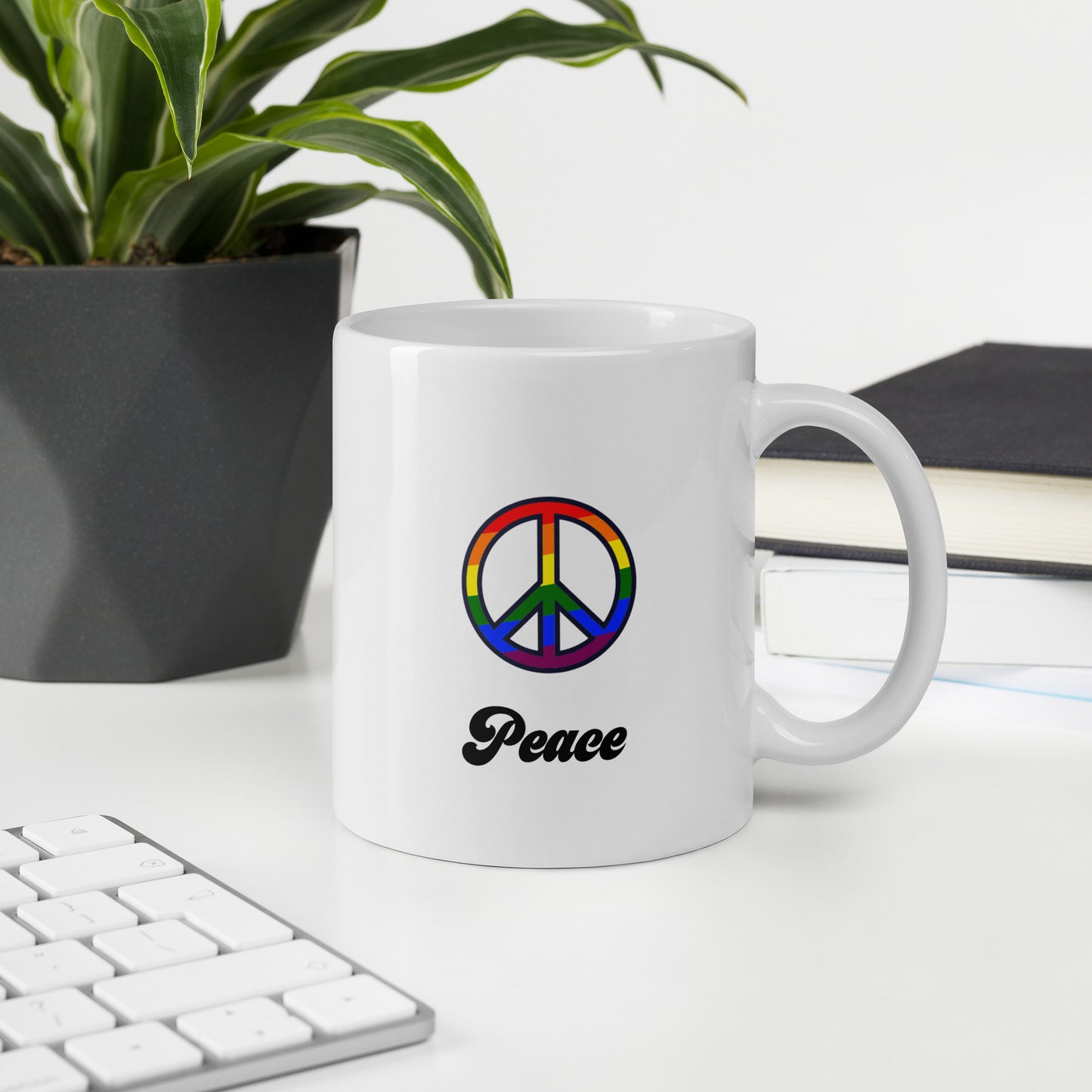 Peace - 11 oz. White glossy mug (Rainbow)