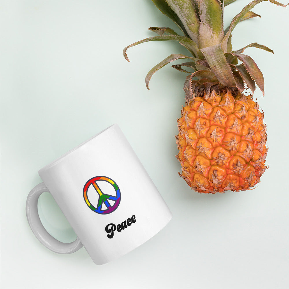 Peace - 11 oz. White glossy mug (Rainbow)