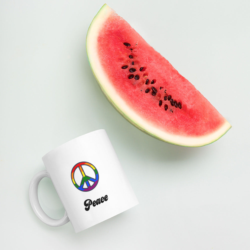 Peace - 11 oz. White glossy mug (Rainbow)