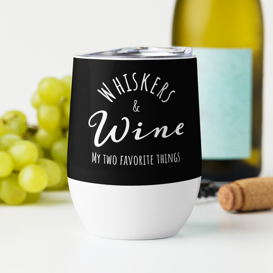 Whiskers & Wine - 12 oz. Wine tumbler (Black)