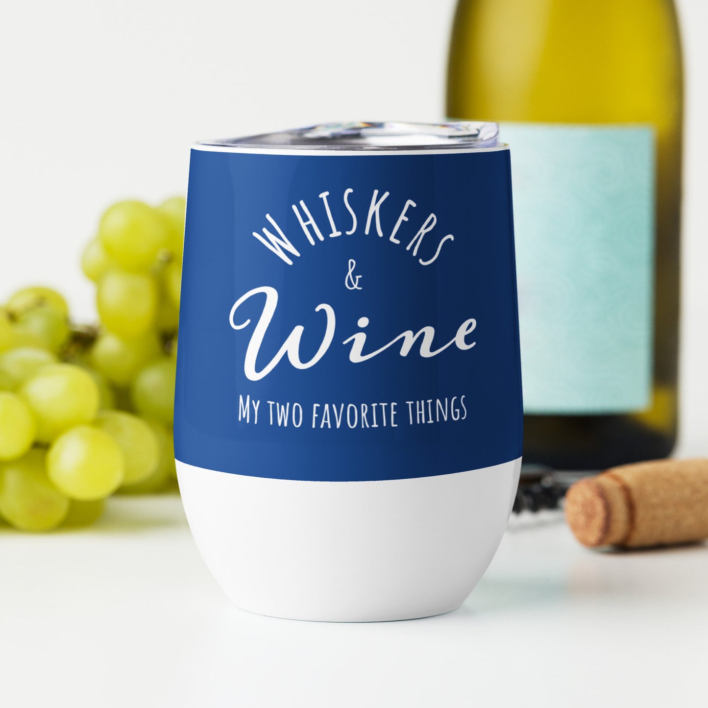 Whiskers & Wine - 12 oz. Wine tumbler (Blue)