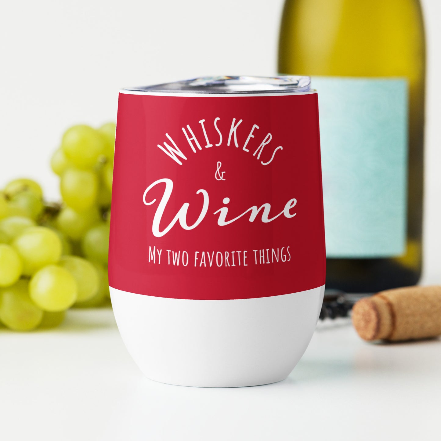 Whiskers & Wine - 12 oz. Wine tumbler (Red)